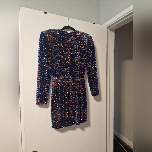 HELSI Milena Elegant Black Sequin Long Sleeve Dress XS Designer Neiman Marcus - Picture 4 of 16